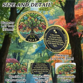 Tree of Life Sobriety Coin - 20 Year Sobriety Coin, AA Chip Medallion & NA Recovery Medallion, Alcoholics Anonymous Medallion for Celebrating Sobriety Anniversary, Sobriety Gifts for Men & Women
