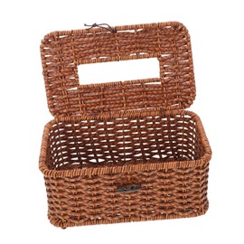 GLEAVI Handwoven Plastic Tissue Box Cover Rectangular Fake Rattan Tissue Holder Napkin Dispenser for Office Home Restaurant Decor