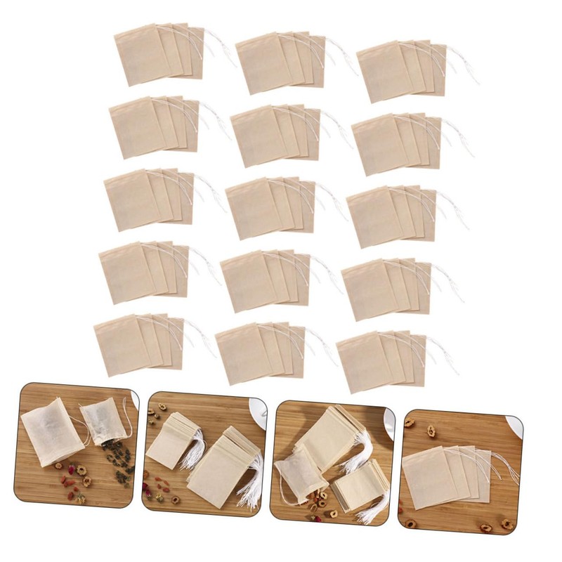 COLLBATH 200pcs Disposable Tea Filter Bags with Drawstring Loose Tea