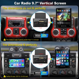9.7" Touch Screen GPS Navigation Head Unit for Dodge RAM 1500/2500/3500 2009 2010 2011 2012, Support Wireless/Wired CarPlay & Android Auto, Bluetooth, FM, Backup Camera
