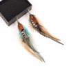 lureme Bohemian Multicolor Pheasant Feathers Dangle Earrings Handmade Natural Feather