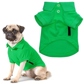 Parisian Pet Dog Polo Shirts - Breathable Dog Cotton Shirt - Solid Green Color, Summer Pullover Dog Clothes - Button Up Collar, Dog Polo Shirt for Small Dogs XXS
