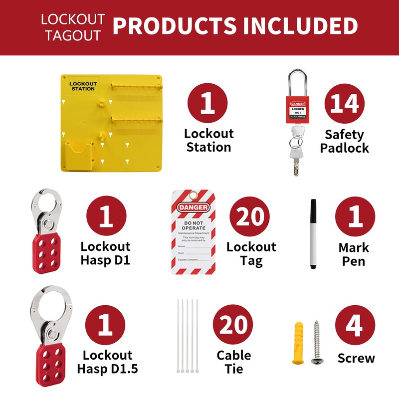 HiLKCO Lockout Tagout Station,Lock Out Tag Out Kits Electrical Industrial