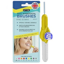 25 Stoddard ICON Interdental Brushes. Value Pack. All with extendable Handles. Choose from Four Different Sizes Floss, Toothpick, Plaque, Tartar Removal Oral Hygiene Dental Brush - Yellow 0.7 mm