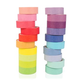 20 Rollos Cinta Adhesiva de Color, Papel de Etiquetado de Colores para Manualidades, 20 Colores Washi Tape Decorativa y Papel Cinta Adhesiva para Artes (15mm x 5m)