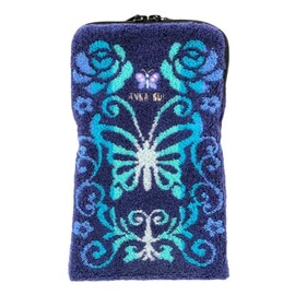 [ANNA SUI] Anna Sui 001082-0001-02 Zippered Towel, Plastic Bottle Case, Gradient, Butterfly Embroidery (Blue) for Women, blue