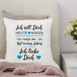clothinx Ich Will Dich Jeden Tag Ich Liebe Dich Decorative Cushion Printed Perfect as a Valentine's Gift for Couples