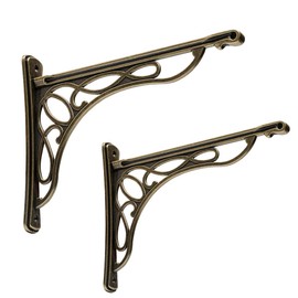 2 PCS 10 Inch Bracket Shelf Brackets Cast Iron Metal Corbels Ancient European Style Antique Brass