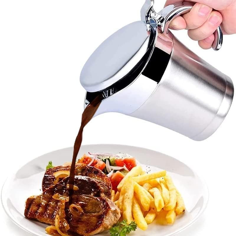 Double Insulated Sauce Jug with Hinged Lid,Ideal Stainless Steel Gravy