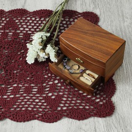 kilofly Handmade Crochet Lace Rectangular Table Runner 15 x 51 Inch, Red