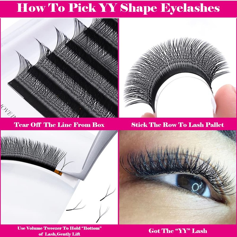 FADVAN 8D W-Shaped Volume Eyelashes, 0.07D Curl, 8-12 mm Mixed