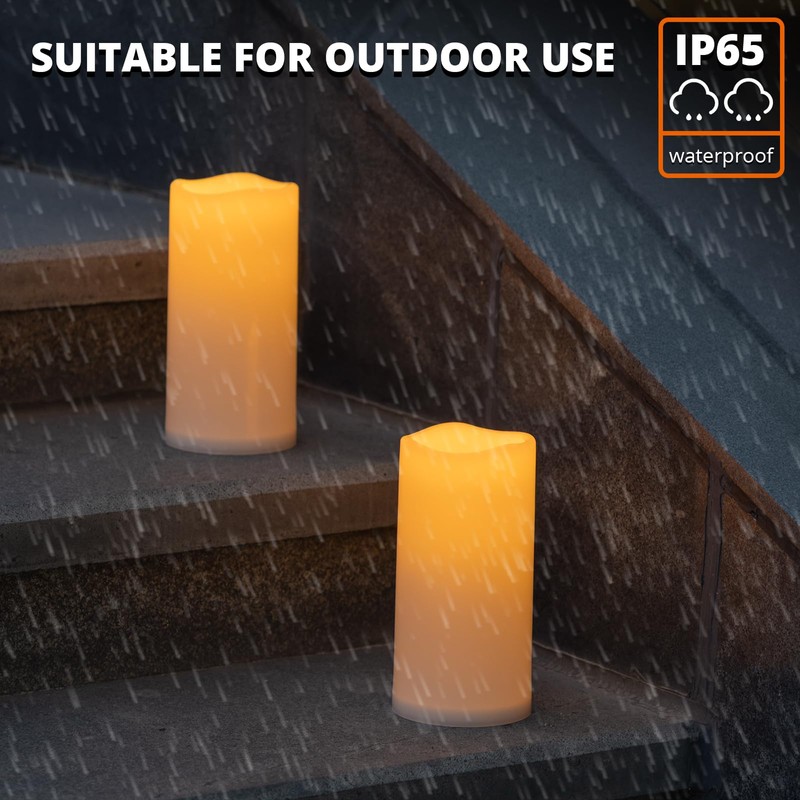 NURADA Large Outdoor Solar Candles Waterproof - 8" x 4"