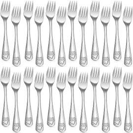 Erinnmy 24 Piece Toddler Forks,Stainless Steel Kids Forks,Kids Silverware,Kid Utensil Set,6.5 inch Kids Dinner Fork Toddler Utensils,Metal Baby Fork for Self Feeding,Dishwasher Safe
