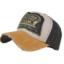 One Limitation CP281 Embroidered Distressed Casual Cap, Hat, Outdoor, Fashionable, Unisex, multicolor (black / yellow), Free size