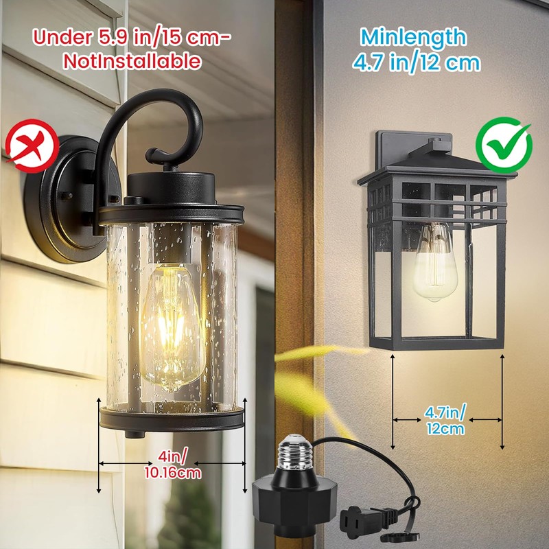 E26 Socket to AC Outlet Power Adapter, 2-Prong Plug Light