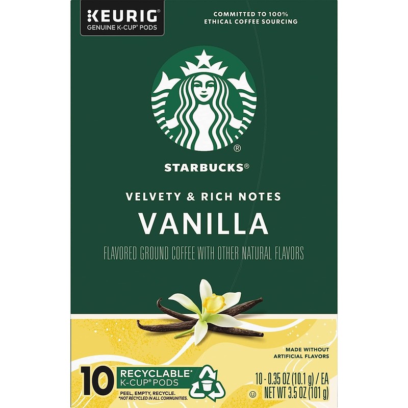 Starbucks Flavored Coffee K-Cup Pods, Vanilla Flavored Coffee, Made without