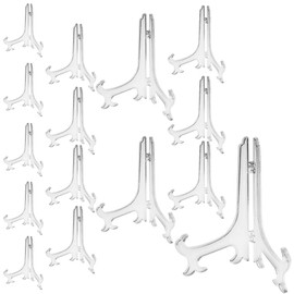 YuCool 15 Stück Kunststoff-Staffeleien, Ständerhalter 4 Zoll / 5 Zoll / 6 Zoll / 7 Zoll / 8 Zoll hoch für die Anzeige von Bildern bei Weeding Party Home Decoration Klar