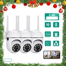 3pcs Security Camera, WiFi Camera 2.4G, ICam365 App, Wireless Full HD 1080P, Indoor/Outdoor Camera, Color Night Vision, 2-Way Audio, 360° Pan/Tilt/Zoom, Motion Tracking & Detection for Home Security, Old People, Baby Camera And Pet Camera