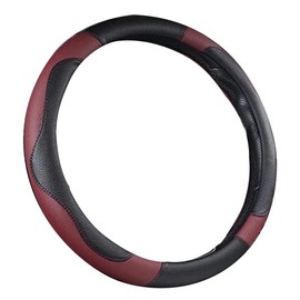 Istn 38.1 cm Car Steering Wheel Cover, Unisex, Sports Style, Contrasting Colours, Non-Slip with Sweat, Good Breathable, PU Faux Leather