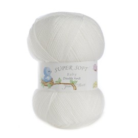 James Brett Acrylic Baby Double Knitting Yarn Supersoft DK Knit Wool 2 x 400g Ball (White - 4BB04)