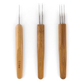 AUEAR, 1 Hook, 2 Hooks, 3 Hooks Dreadlock Crochet Hook for Hair Dreadlock Needle Tool for Braid Craft Dread Locks Crochet Needles (Pack of 3, 0.5mm)