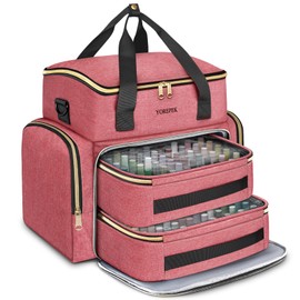 YOREPEK Nail Polish Organizer Case With Foam Inserts Protect Up 96 to 100+ Bottles (15ml/0.5 fl.oz) UV lamp, Travel Nail Tech Carrying Case with Adjustable Space for Gel Dip Powder Tips Set, Pink