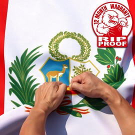 Anley Rip-Proof Double Sided 3-Ply Peru Flag 3x5 Foot - Vivid Color, Canvas Header and Wrinkle Resistant - The Strongest, Longest Lasting Peruvian National Flags 3 X 5 Ft