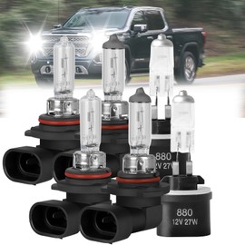 QUAYUB Fit for GMC Sierra 1999-2002 Halogen Headlight Bulbs,9005/HB3 High Beam + 9006/HB4 Low Beam + 880 Fog Light Halogen Light Bulb Combo Replcement Bulb Kit, Plug and Play,Warm White,Pack of 6