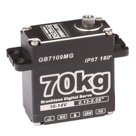 GOTECK 70KG Brushless Digital Servo,High Voltage 14V Metal Gear Waterproof Steering Servo with 25T Servo Horn for 1/8 1/10 RC Crawler Car,Robot,Boat,Truck Robot Parts (GB7109MG-180°)
