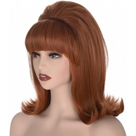 Coraline Womens Flip Wig 70s 60s Retro Beehive Style Bouffant Vintage Look Wig Costume Women Wig wtih Bang (Ginger)