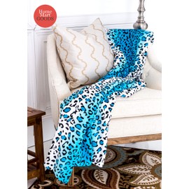 Home Must Haves Soft Warm Throw Turquoise Leopard Printed Flannel Blanket Bedding King Size