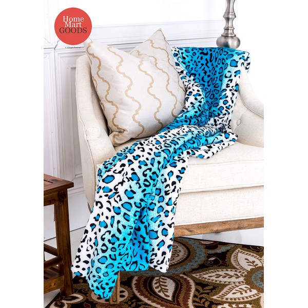 Home Must Haves Soft Warm Throw Turquoise Leopard Printed Flannel