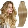 RUNATURE Blonde Weft Hair Extensions Human Hair 16 Inch Genius