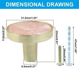 Bonsicoky 12 Pcs Gold Knobs for Dresser Drawers, Round Dresser Cabinet Knobs Pulls for Kitchen Cabinet Cupboard Door Furniture Decorative, Pink