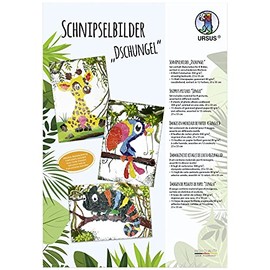 Ursus 21320099 Shred Jungle, Craft Set for Children from 3 Years, with 8 Motif Templates and Coloured Glossy Paper, for Making Pictures from Paper Shreds, Colourful