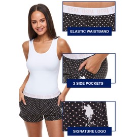 U.S. Polo Assn. Womens 3 Pack Elastic Waistband Pajama Sleep-Lounge with Pockets Shorts Heather Grey Large