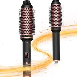 1 1/2 Inch Thermal Brush, Curling Heated Brush Round Fast Heating for Women, Double Voltage for Travel for Hair Straightening Curling Volumize, Ceramic Tourmaline Technology