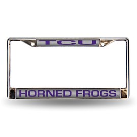 Rico TCU Texas Christian Horned Frogs Chrome Metal License Plate Frame Holder