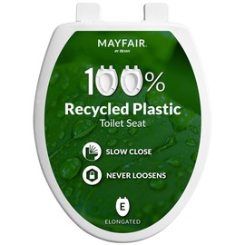 Mayfair Greenleaf Modern Toilet Seat, Recycled Plastic, Slow Close, Easy Clean, Elongated, White