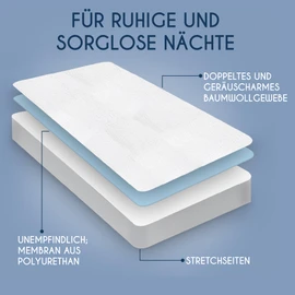 Dreamzie - Matratzenschoner 140 x 200 cm Wasserdicht - Atmungsaktive Matratzenauflagen 100% Baumwolle - Matratzen Topper Anti-Allergisch, Anti-Milben & Hygienischer - 15 Jahre Garantie