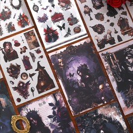 Vintage Scrapbook Stickers, Ephemera Sticker Book for Journaling with 453PCS Washi Stickers 20 Sheets Scrapbook Papers, Junk Journal Supplies for Adults Teens Women Girls Stickers for Scrapbooking