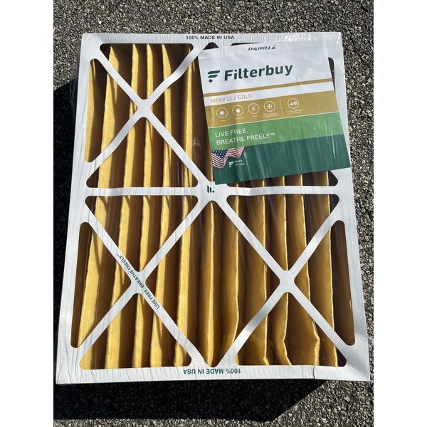 FilterBuy AFB MERV 11 GOLD 20x25x4 Pleated HVAC AC Furnace