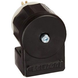 Leviton 20 Amp, 250 Volt, Straight Blade, Angle Plug, Industrial Grade, Grounding, 5466-CA, Black-White