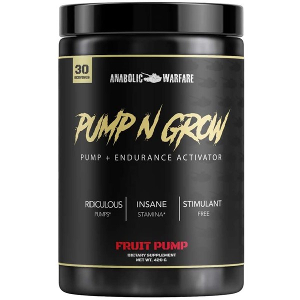 Title: Pump-N-Grow Muscle Pump and Nitric Oxide Boosting Supplement by Anabolic Warfare * - Caffeine Free Pre Workout with L-Citrulline, L-Arginine, Beta-Alanine (Fruit Pump - 30 Servings)
