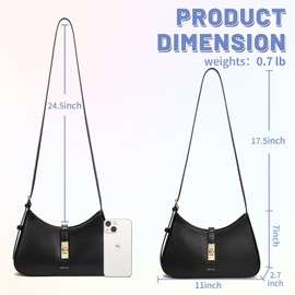 Keyli Shoulder Bag for Women, Purses for Women，Fashion Waterproof Vegan Leather CrossBody Bags Small Cute Handbags Hobo Bags Satchels Purse Tote Bag with Adjustable Strap Black