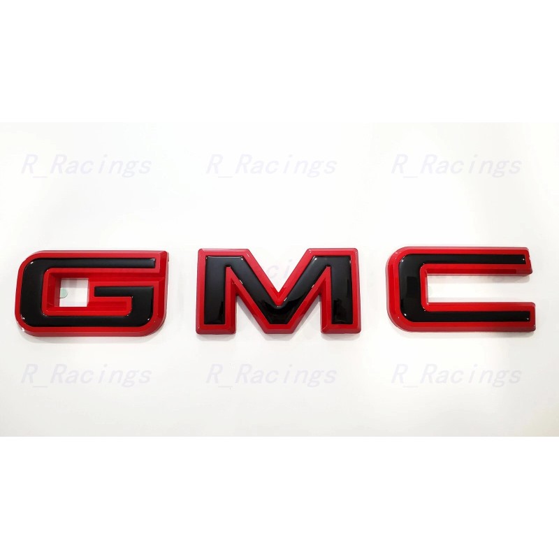 Auto Front & Rear GMC Gloss Red Black OVERLAY Emblem