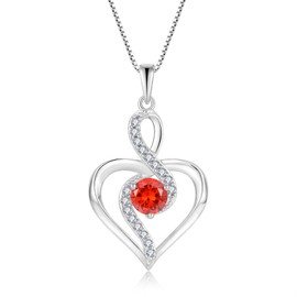Oskani Infinity Love Heart Birthstone Necklace for Women, 925 Strlings Silver 5A Cubic Zircon January Birthstone Garnet Color Pendant Jewelry Birthday Gifts for Her