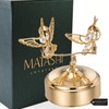 24K Gold Plated Music Box with Two Crystal Studded Hummingbirds