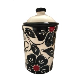 Black, White and Red Design Garlic Goalkeeper Pot (No 4 Black, White and Red Design Garlic Keeper Pot)