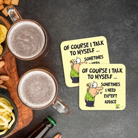 CS200 of Course I Talk to Myself Sometimes i Need Expert edvice. Novelty Funny Coffee Tea Drink Gift Glossy MDF Wooden Coaster